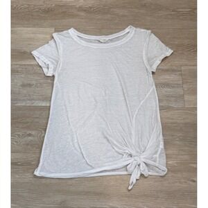 Caslon Women's Lightweight T-Shirt with side tiet; White; Size XS